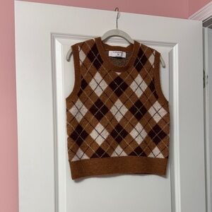 Primark Women’s size Medium Brown Argyle Sweater Vest